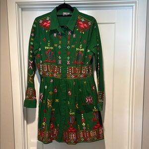 ASOS Green Collared Long Sleeve Mini Dress